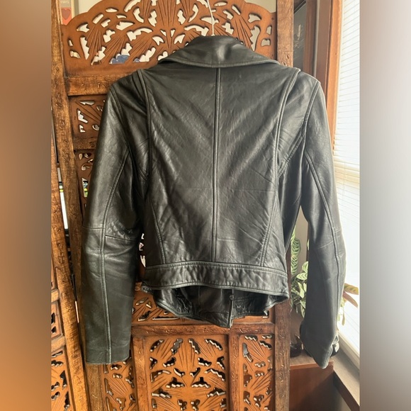 Leather moto biker jacket, black, Treasure & Bond - Picture 4 of 9